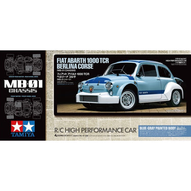 Tamiya 1/10 Fiat Abarth 1000 TCR Berlina Corse MB-01 Chassis Blue Grey Pre-Painted Body RC Kit 47492